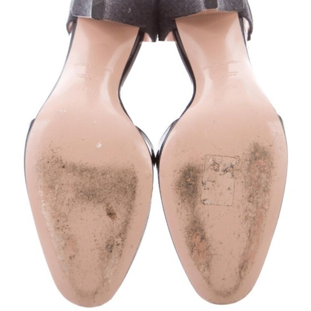 Giorgio Armani Pumps Black Leather with Wool Covers Size 9 - Picture 5 of 8